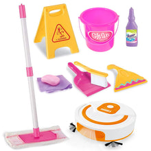 Load image into Gallery viewer, Koolbitz Cleaning Set for Kids 10PCs Toy Playset with Simulation Automatic Vacuum Robot, Mop, Brush & Realistic Cleaning Tools for Toddlers Age 3+ Fun Role Play Christmas Newyear Birthday Gift