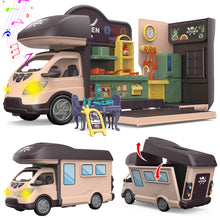 Load image into Gallery viewer, Koolbitz 60Pcs Kids Pretend Play 2 in 1 Bus with Kitchen Miniature Tools & Furniture Accessories, Music & Lights, Fun Playset for Toddlers & Ages 3 and Up
