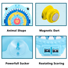Load image into Gallery viewer, Cute Shark Shaped Magnetic Dart Board Set with 3 Darts, Plastic Hanging Wall Dartboard for Boys, Board Game Toy for Kids, Party Supplies Shark for Girls, Dart Board Set for Children