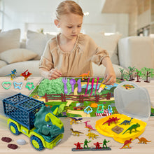 Load image into Gallery viewer, Koolbitz Kids Dinosaur Transporter Truck & Space Sand Adventure Set –Interactive Playset with 13 Dinosaur Figures, Jurassic Accessories, Sand Molds & Sandbox – Educational Toy for Creative Play