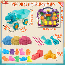 Load image into Gallery viewer, Koolbitz 22 Pcs Kids Beach Sand Play Set with Dinosaur Truck, 12 Animal Moulds, 1000g Sand, Shovels & Tools in Portable Carry Case for Indoor & Outdoor Playset for Kids Age 3+ Above