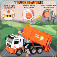 Load image into Gallery viewer, Koolbitz Garbage Truck Toy Bin Lorry with Sound Light, Educational Waste Management Playset with Sorting Bins, Sticker Sets Friction Powered Toy Vehicle for Kids 3+