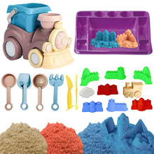 Load image into Gallery viewer, Koolbitz Kids Beach Play Sand Toy 22 Pcs Playset with 750g Magic Sand & Beach Train Bucket, Sand Pit Building Tools Model Educational Molds-Creative Sandcastle Toy Carry Bag Gift for Kids Boy Girl