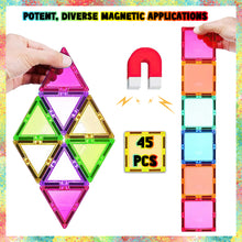 Load image into Gallery viewer, Koolbitz 45pcs Magnetic Building Block for Kids Blocks Magnetic Tiles for Children STEM Magnetic Educational Toy for Boys & Girls Indoor Fun Transparent Blocks Playset Gift for Toddlers
