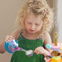 Load image into Gallery viewer, Koolbitz Kids Pretend Play Mermaid Themed Tea Set & Tower Cake Cute 3 Tier Party Cupcake Kids Birthday Party Decorations Supplies & Carrying Case Cake Stand Cupcake Holder Dessert Tower Rounding Serving