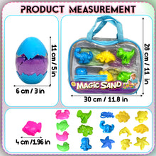 Load image into Gallery viewer, Koolbitz 16 Pcs Kids Dinosaur Sand Playset with Carry Bag – Includes Random Dinosaur Egg, Colorful Sand, Molds and Tools – Perfect for Summer and Indoor Activities for Ages 3+