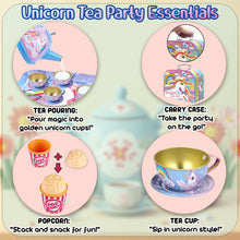 Load image into Gallery viewer, 40 Pcs Unicorn Kids Pretend Play Tin Tea Set with Dessert sweet and candy Toy & Carrying Case, Princess Tea Time, Great Return Toy Gift for Your Kids & Little Girls, Colourful Design