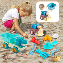 Load image into Gallery viewer, Koolbitz 14PCs Beach Sand Toys Kit for Kids Dinosaur Truck & Train Magic Motion Sand Playset with Shovels, Sand Molds and Tools Perfect for Beach and Indoor Play Creative Summer Activity for Toddler