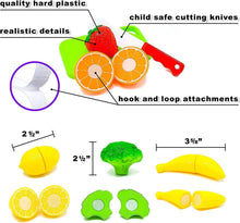 Load image into Gallery viewer, Koolbitz 71PCs Pretend Play Fruit and Vegetable Cutting Toys Set for Kids, Food Set & Kitchen Accessories with Child-Safe Knife and Tray for Children, Fruit and Vegetable Play Set, Pack of 71 pcs