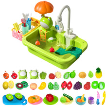 Load image into Gallery viewer, Koolbitz Kids Play 2 in 1 Kitchen Sink Dishwasher Set and Fishing Set Pretend Play Food Fruit Toy