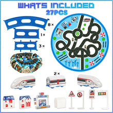 Load image into Gallery viewer, Koolbitz 27PCS Electric Express Train Set for Kids – Interactive High-Speed Train with Track, Tunnel, Blue Bag, Blue Carpet Mat & Accessories – Ideal Educational Toy for Boys & Girls Ages 3+"