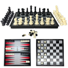 Load image into Gallery viewer, Koolbitz 3 in 1 Chess Checkers Draughts and Backgammon Game Board Set, Portable Folding with Magnetic Pieces