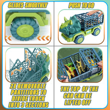 Load image into Gallery viewer, Koolbitz Kids Dinosaur Transporter Car Toy Dinosaur Dino Truck Car for Children Includes Dinosaurs with Egg 4 Tree & 4 Stones Set Fun Educational Gift for Boys & Girls