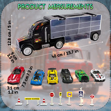 Load image into Gallery viewer, Koolbitz Kids Truck Container Rail Car Set Portable Cars Storage Truck Toy Set for Children Vehicles Toy Set for Boys and Girls Carrier Truck Playset with 6 Cars for Toddlers