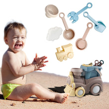 Load image into Gallery viewer, Koolbitz Kids Train Beach Toy Set Outdoor Summer Sand Play Toy for Children Includes Toy Beach Bucket Mini Cloud Mould Durable Train Rake & Bonus Tool Kit Boys & Girls
