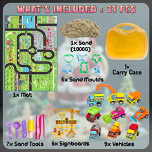 Load image into Gallery viewer, Koolbitz Kids Construction Sand Toy Creative Fun Sand Toy for Children with 9 Construction Vehicle Educational Sand Playset for Toddlers Indoor Outdoor Sand Toy Game Gift