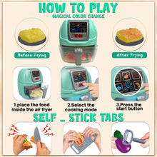 Load image into Gallery viewer, Koolbitz Kids Children Pretend Play Battery Operated Toy Set Air Fryer Toy working with sound Light Kitchen Pretend Play Toy Set with Play Food Fruits Vegetables Kitchen Accessories