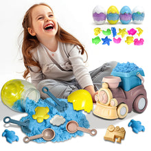 Load image into Gallery viewer, Koolbitz 12 Pcs Bucket Beach Train Playset with Sand Set, Dinosaur Egg, Molds & Tools - Non-Toxic Space Sand for Creative Indoor & Outdoor Fun, Perfect for Beach, Snow, or Sandbox Play, Ages 3+