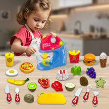 Load image into Gallery viewer, Koolbitz 31 Pcs Kids Kitchen Play Set, Toy Blender with Light, Cutting Fruits and Vegetables, Pretend Fast Food Playset, Kitchen Accessories for Ages 3 and Up