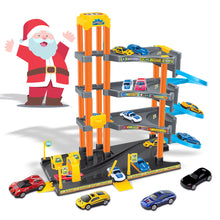 Load image into Gallery viewer, koolbitz Kids 4-Storey Large Car Parking Lot and Garage Playset Toy with Lift, Spiral Ramps, Fuel Station, Service Area and 4 Cars, 4 Floors of Parking Garage Pretend Play for Boys and Girls ages 3+
