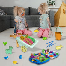 Load image into Gallery viewer, Koolbitz 19PCS Beach Toy Set with Wheelbarrow, Dinosaur Moulds, Tools, 1000g Colourful Sand, and Portable Carry Bag – Perfect for Creative Play in Sandbox or Beach – Suitable for Kids 3+ Years Old