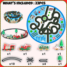 Load image into Gallery viewer, Koolbitz Electric Holiday Train Track Set for Kids – Realistic Train with Lights, Sound Effects, Adjustable Track Design, and Multi-Use Playmat for Hands-On Learning