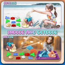 Load image into Gallery viewer, Koolbitz Kids Beach Play Sand Toy 22 Pcs Playset with 750g Magic Sand & Beach Train Bucket, Sand Pit Building Tools Model Educational Molds-Creative Sandcastle Toy Carry Bag Gift for Kids Boy Girl