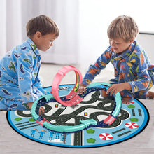 Load image into Gallery viewer, Koolbitz Kids Electric High Speed Slot Car Track Set with Large Play Mat - Battery Operated Racing Car with Roller Coaster Rails, Convertible City Map Storage Bag Educational Race Track Toy