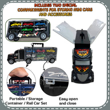 Load image into Gallery viewer, Koolbitz Kids 4-Storey Parking Garage and Truck Carrier Playset, Includes 10 Cars, Lift, Ramps, Service Station, and Storage for Ages 3 and Up