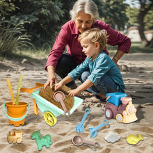 Load image into Gallery viewer, Koolbitz 15 Pcs Kids Beach Toy Set Outdoor Summer Activity Sand Play Set with Wheelbarrow, Animal Molds, Shovels & Train for Boys & Girls Ages 3 for Birthday Occassion