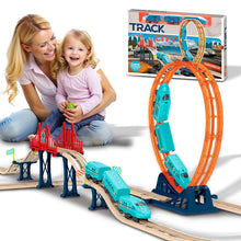 Load image into Gallery viewer, Koolbitz Kids High Speed Train Loop Track Set with Large Play Track - Battery Operated Rail track with Roller Coaster Rails, Convertible City Track Educational Toy Gift for kids.