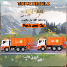 Load image into Gallery viewer, Koolbitz Garbage Truck Toy Bin Lorry with Sound Light, Educational Waste Management Playset with Sorting Bins, Sticker Sets Friction Powered Toy Vehicle for Kids 3+