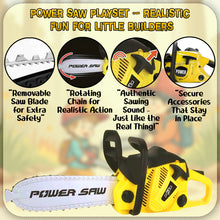 Load image into Gallery viewer, Koolbitz Toy Chainsaw for Kids, Electric Realistic Children Play Toy with Sound Pretend Play Outdoor Lawn Toy Chain Saw for Toddlers Best Birthday Gifts for Children Battery Operated Yellow