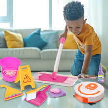 Load image into Gallery viewer, Koolbitz Cleaning Set for Kids 10PCs Toy Playset with Simulation Automatic Vacuum Robot, Mop, Brush & Realistic Cleaning Tools for Toddlers Age 3+ Fun Role Play Christmas Newyear Birthday Gift
