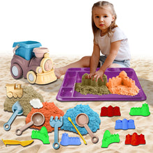 Load image into Gallery viewer, Koolbitz Kids Beach Play Sand Toy 22 Pcs Playset with 750g Magic Sand & Beach Train Bucket, Sand Pit Building Tools Model Educational Molds-Creative Sandcastle Toy Carry Bag Gift for Kids Boy Girl