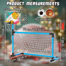 Load image into Gallery viewer, Koolbitz Kids 2 in 1 Basketball Hoop and Football Goal Set for Children, Hoop, Net, Ball, Pump Kids Basketball Hoop and Stand Girls Boys, Outdoor Indoor Activities Toy All in One