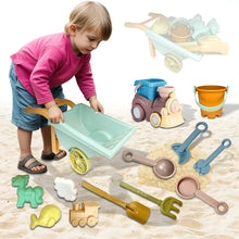 Load image into Gallery viewer, Koolbitz 15 Pcs Kids Beach Toy Set Outdoor Summer Activity Sand Play Set with Wheelbarrow, Animal Molds, Shovels & Train for Boys & Girls Ages 3 for Birthday Occassion