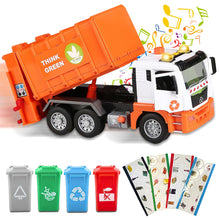 Load image into Gallery viewer, Koolbitz Garbage Truck Toy Bin Lorry with Sound Light, Educational Waste Management Playset with Sorting Bins, Sticker Sets Friction Powered Toy Vehicle for Kids 3+