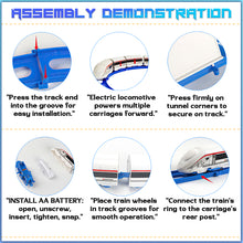 Load image into Gallery viewer, Koolbitz 27PCS Electric Express Train Set for Kids – Interactive High-Speed Train with Track, Tunnel, Blue Bag, Blue Carpet Mat & Accessories – Ideal Educational Toy for Boys & Girls Ages 3+"