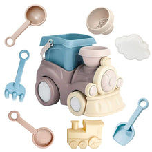Load image into Gallery viewer, Koolbitz Kids Train Beach Toy Set Outdoor Summer Sand Play Toy for Children Includes Toy Beach Bucket Mini Cloud Mould Durable Train Rake & Bonus Tool Kit Boys & Girls