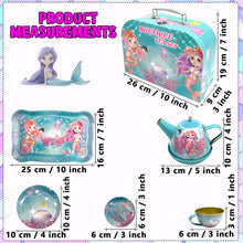 Load image into Gallery viewer, Koolbitz Kids Mermaid Themed Tea Party Set Pretend Play Tea Cups and Saucers with Teapot & Carry Case, Vintage Tea Cups, Tea Time Play Set for Children Toddlers, for Girls