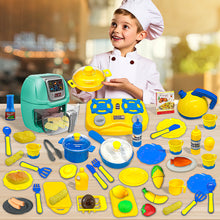 Load image into Gallery viewer, Koolbitz 53PCs Kids Air Fryer Kitchen Playset with Interactive Cooking Features–Realistic Pretend Play Set for Boys & Girls with Light, Sound, Color-Changing Food, Utensils, Cookware, Food Accessories