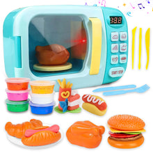 Load image into Gallery viewer, Koolbitz Kids realistic Microwave Oven Kitchen Play House Toy With 6 Colors Clay Burger set Home Appliance Toy For Boys Girls Pretend Food Play Maker Perfect For Children Led Lights Educational Kitchen Playset