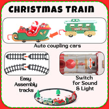 Load image into Gallery viewer, Koolbitz Electric Holiday Train Track Set for Kids – Realistic Train with Lights, Sound Effects, Adjustable Track Design, and Multi-Use Playmat for Hands-On Learning
