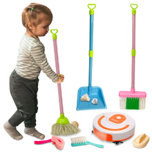 Load image into Gallery viewer, Koolbitz Interactive 7PCS Kids Cleaning Set with Simulation Vacuum Cleaner Robot - Includes Broom, Mop, Dustpan & More - Role Play Cleaning Toy for Kids Aged 3+ - Develops Responsibility & Motor Skill