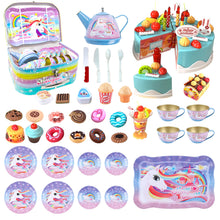 Load image into Gallery viewer, Koolbitz 115 Pcs Unicorn Tea Party & Birthday Cake Light-Up & Musical Cake Set Kids Pretend Play Cutting Food Kitchen Toys Including Dessert Cookies Gift for Kids Toddlers Girls
