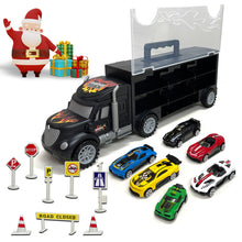 Load image into Gallery viewer, Koolbitz Kids Truck Container Rail Car Set Portable Cars Storage Truck Toy Set for Children Vehicles Toy Set for Boys and Girls Carrier Truck Playset with 6 Cars for Toddlers