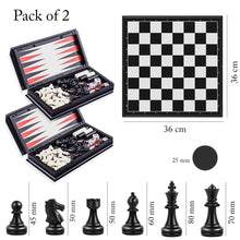 Load image into Gallery viewer, Koolbitz Pack of 2 Sets 3 in 1 Chess Checkers Draughts and Backgammon Game Board Set, Portable Folding with Magnetic Pieces, 36X36 cm for Kids Adults