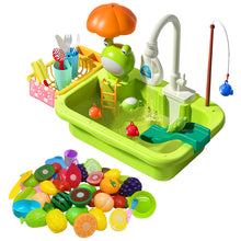 Load image into Gallery viewer, Koolbitz Kids Play 2 in 1 Kitchen Sink Dishwasher Set and Fishing Set Pretend Play Food Fruit Toy