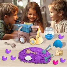 Load image into Gallery viewer, Koolbitz 12 Pcs Bucket Beach Train Playset with Sand Set, Dinosaur Egg, Molds & Tools - Non-Toxic Space Sand for Creative Indoor & Outdoor Fun, Perfect for Beach, Snow, or Sandbox Play, Ages 3+